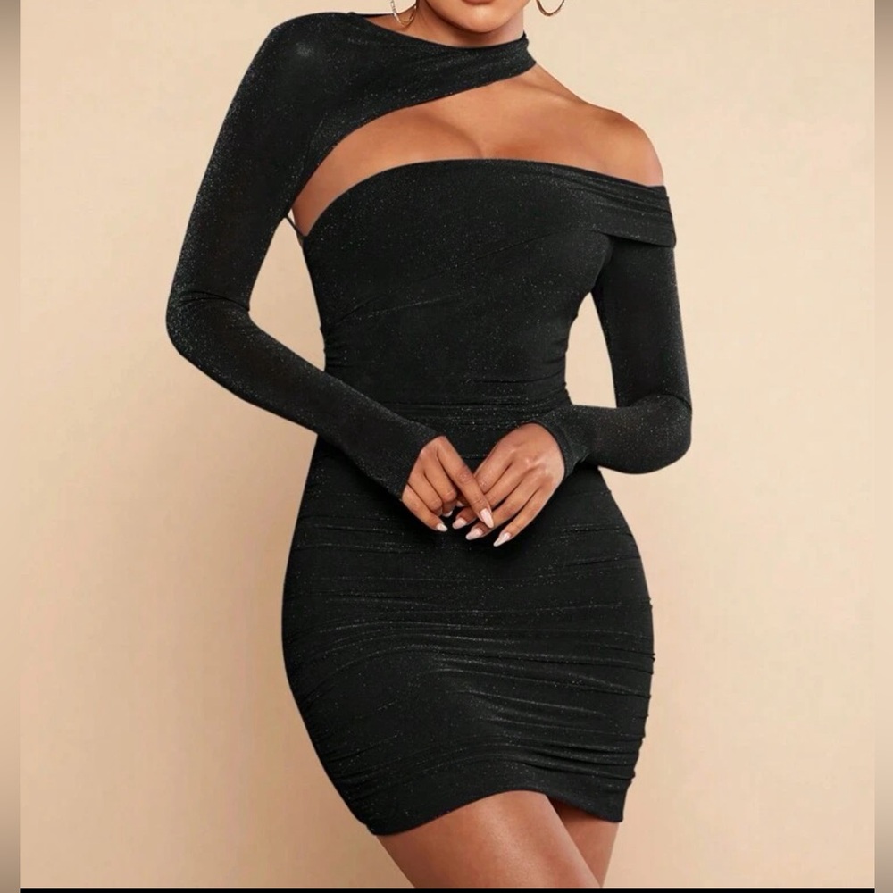 Asymmetrical glitter dress